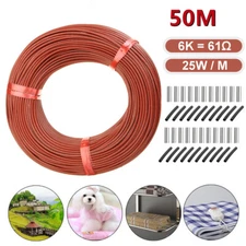 6K Electric Infared Underfloor Heating Cable Carbon Fiber Wire Coil 220V 61 Ohm