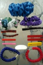 LOT OF 15 MISCELLANEOUS HAIR ACCESSORIES HAIR TIES, BARRETTES