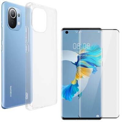 HANDY SCHUTZ HÜLLE TPU + DISPLAY GLASFOLIE SCHUTZGLAS Für XIAOMI MI 11 PRO LCD