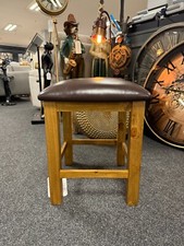 Image of Solid Pine Dressing Table Stool Brown Padded Memory Foam Seat Cross Frame Legs