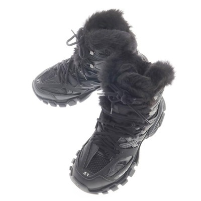BALENCIAGA Track Hike Fur Sneakers Black Size 41 BLK A W State Ran 