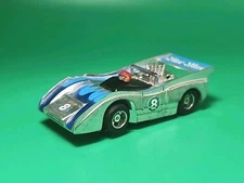 Vintage 1980's Tyco Curve Hugger McLaren Blue Max Slot Car Chrome Silver #8 Rare