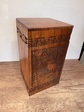 Carved Wooden Secret Compartment Box Hidden Bottom Storage 11 Inch
