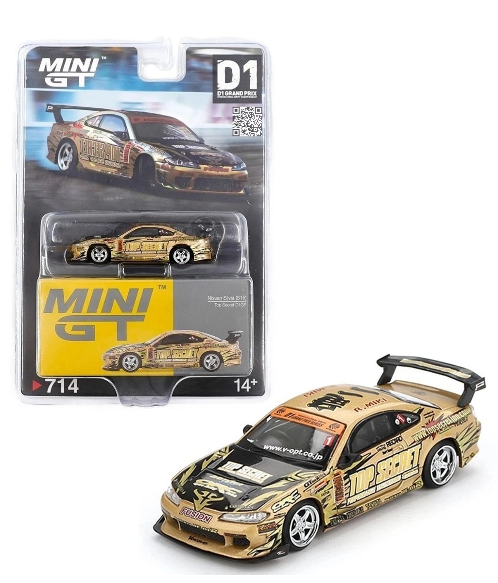 MINI GT Nissan Silvia S15 ゴールド Mini GT 1:64 Nissan Silvia (S15) Top Secret D1 GP Gold