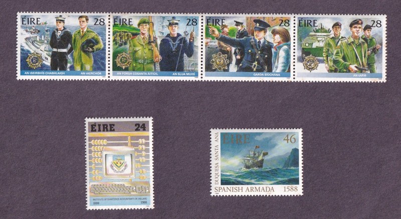 IRELAND #723-728, 1988, Security Forces,Accountants,Spanish Armada,MNH condition