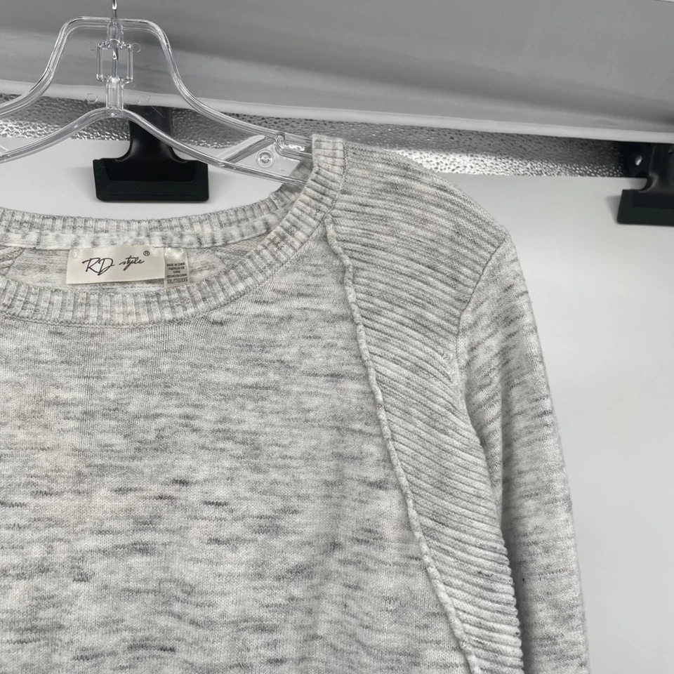 Suéter suéter estilo RD para mujer dobladillo redondo gris jaspeado talla XXL Foto 4 de 4