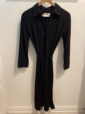 Isaac Mizrahi for Target Black Long Sleeve Collared Shirt Dress Button Belted M