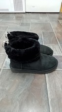UGG Classic Mini Boots Womens UK 7 Black Suede Sheepskin Lined Ankle Boots