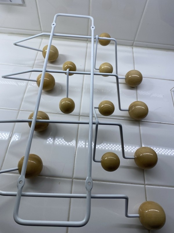 By Design Mid Century Modern Atomic Wall Coat Rack White Metal Wood Ball Hooks