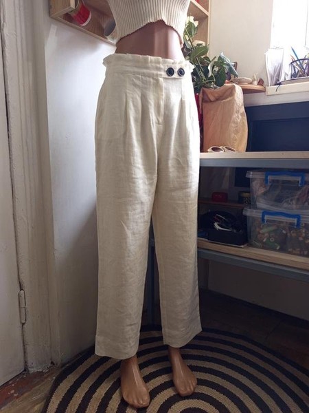 Women Pedro del Hierro Trousers White Linen S