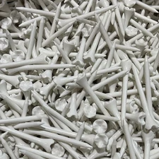 Qty 300 New 2 3/4" 2.75" Spiked White Plastic Golf Tees