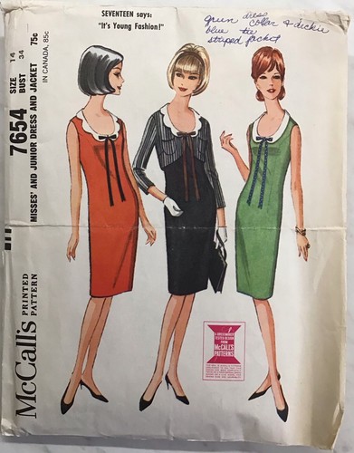 Vintage 1964 McCall’s Cut Sewing Pattern 7654, Dress, Jacket, Size 14 - Picture 2 of 3