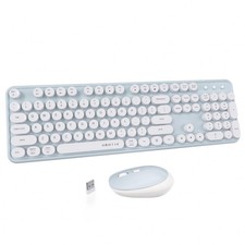 UBOTIE Wireless Keyboard Mouse Combo, Full Size, 2.4GHz, Colorful, Office Use