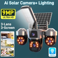 Solar Battery Powered Wireless WiFi Outdoor Pan/Tilt Home Security Camera System