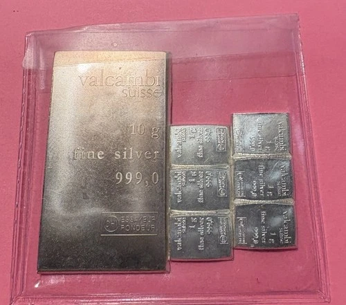 LOT OF (16) Grams .999 FINE SILVER VALCAMBI SUISSE COMBIBAR 10x1 & 6x1 =16g ⭐️
