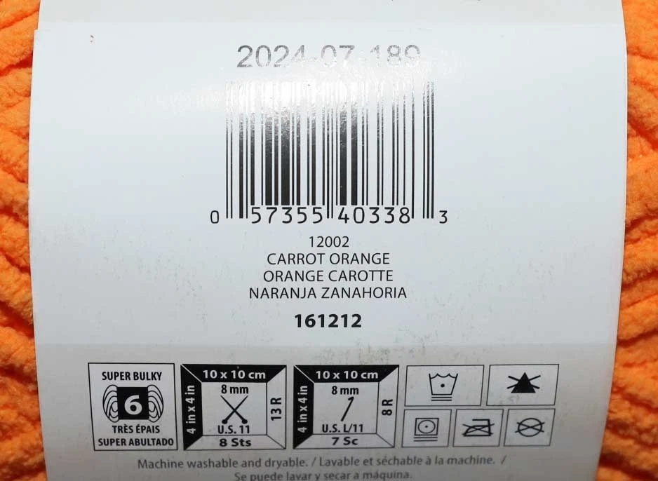 BERNAT BLANKET BRIGHTS CARROT ORANGE 100% POLYESTER YARN 220 YARDS - Image 2 of 3