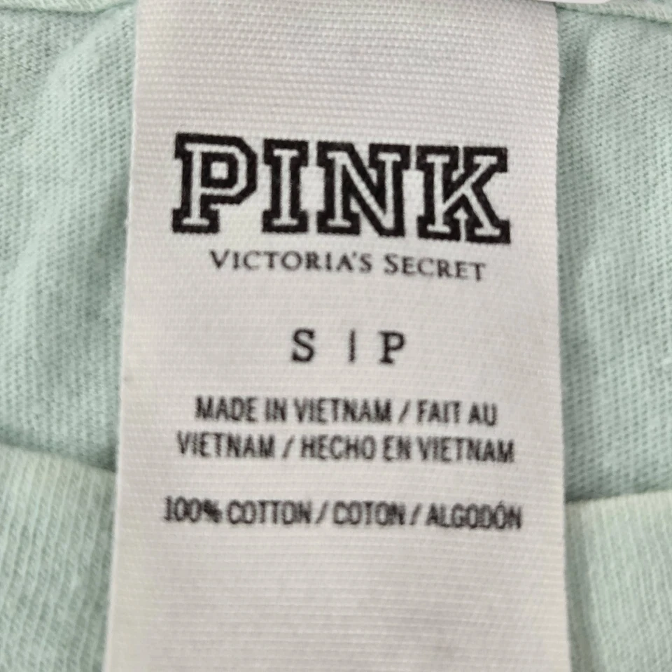 Camisa Victoria's Secret ROSA Mujer S Verde Lentejuelas Logo Parche Bolsillo Universitario LEER Foto 4 de 4