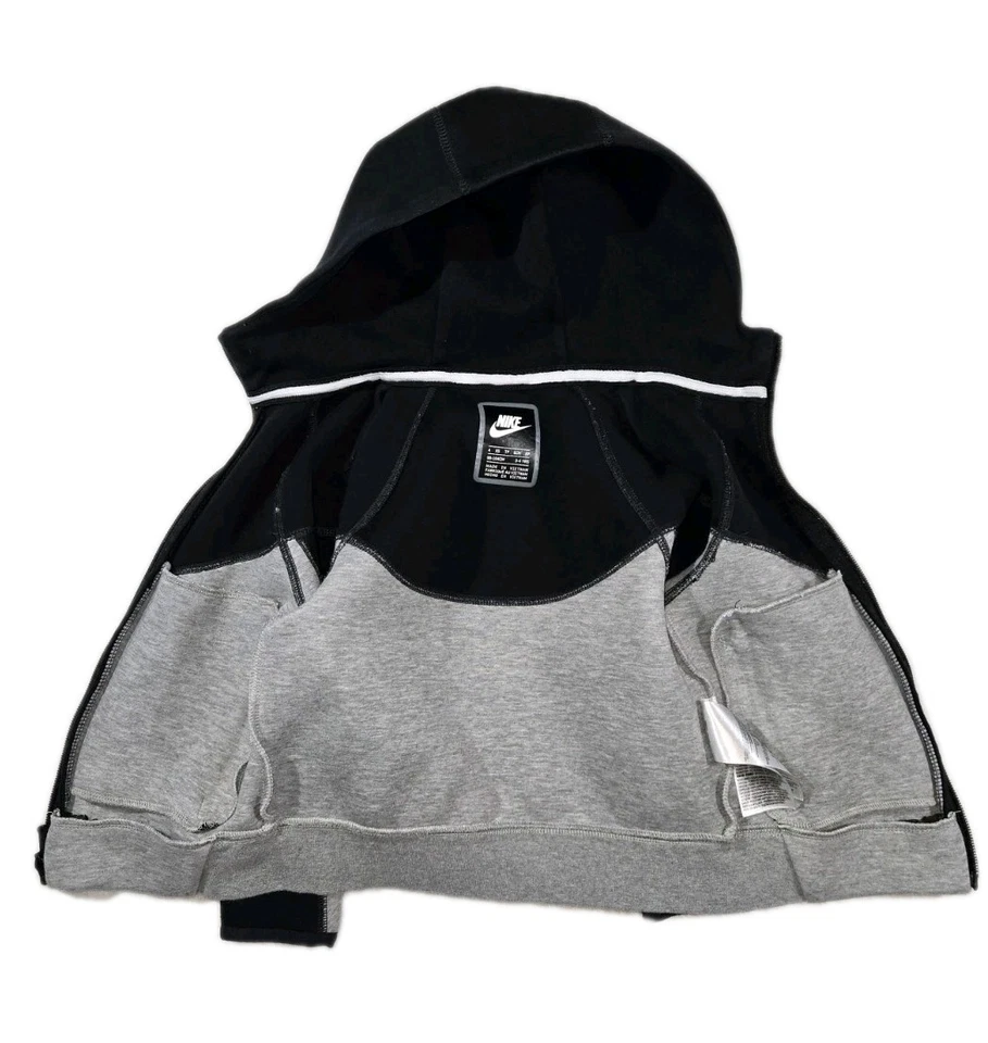 Sudadera con capucha Nike Full Zip Tech polar negra gris para niños talla 4 3/4 años Foto 3 de 4