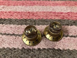 Vintage 60's Teisco Kawai Aria Gold Guitar Control Knobs MIJ Japan