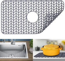 Sink protectors for kitchen sink 26"x 14"Center Drain silicone sink mat| Sil...