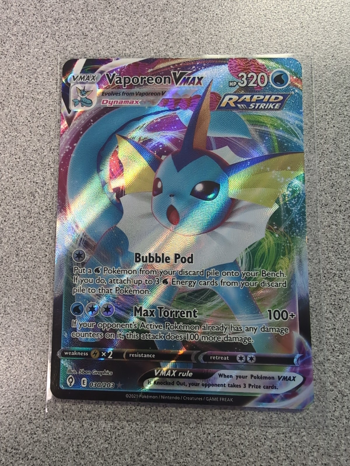 Vaporeon Vmax 30/203 Evolving Skies NM Full Art Ultra Rare Pokemon Card