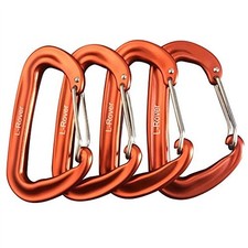Carabiner,12KN Lightweight Heavy Duty Carabiner Clips,Aluminium Orange4PCS
