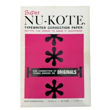 Vintage 1970’s Burroughs SUPER NU-KOTE Typewriter Correction Paper USA MCM Art