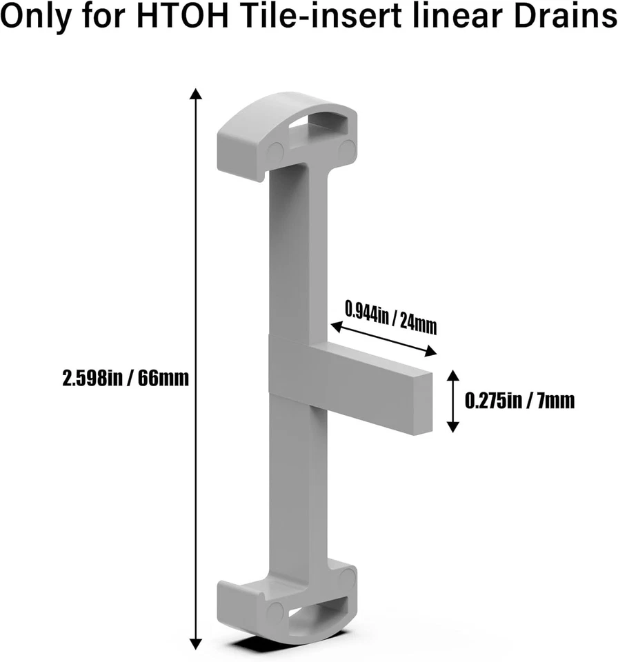 Серые пластиковые зажимы для плиточного лотка 2 дюйма линейная крышка для слива душа 6 шт. - Изображение 2 из 4
