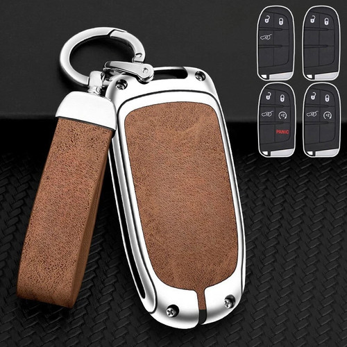 For Jeep Grand Cherokee Renegade Zinc Alloy TPU Leather Car Key Fob Case Cover - Picture 16 of 17
