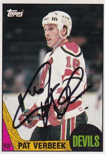 PAT VERBEEK  Authentic Signed Autograph 1987 TOPPS New Jersey Devils Hockey Card