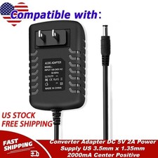 Converter Adapter DC 5V 2A Power Supply US 3.5mm x 1.35mm 2000mA Center Positive