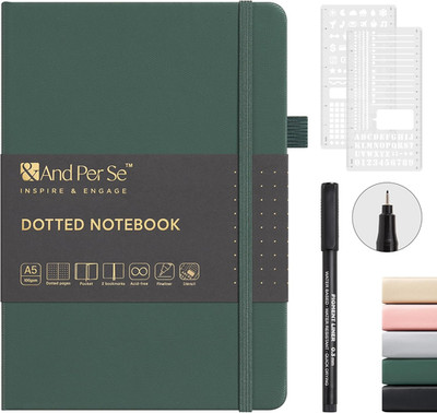 Bullet Dotted Journal Notebook, A5 Leather Hardcover, 176 Numbered Pages 100GSM