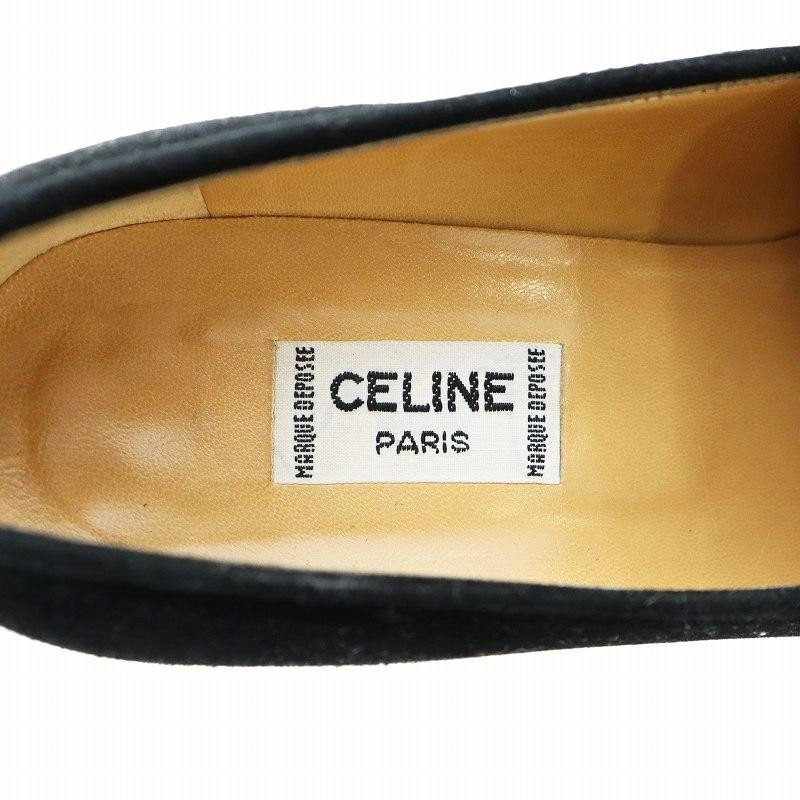 Celine Suede Pumps Horsebit Chunky Heel 23cm Black Size 36 Celine Suede Pumps Horsebit Chunky Heel 23cm Black Size 36