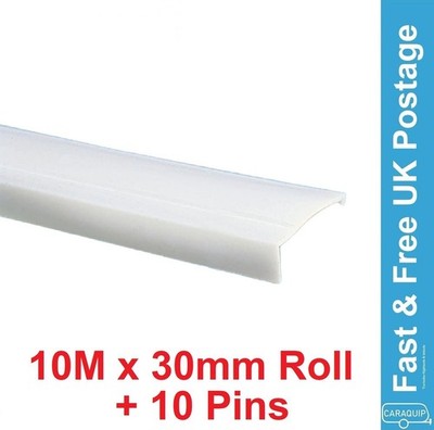 PLS Wohnwagen Fensterabdeckung 30mm weiß 10m Rolle + 10er Pack Decadome Stifte -PO630