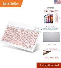 Ultra-Slim Wireless Bluetooth Keyboard in Elegant Pink - Perfect for iPad  More