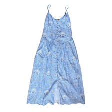 Roller Rabbit Small Blue Paisley Floral Drop Waist Midi A-Line Dress NWT