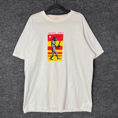 VINTAGE Pearl Jam Evolution of Man Graphic T Shirt XL White Anvil Pre Shrunk