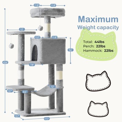  44-Inch Cat Tower with Large Condo, Climbing Ladder, and More Cat Stuff 