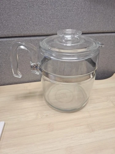 Vintage PYREX Flameware Glass 7759-B Percolator Coffee Pot 9 Cup W/ Lid