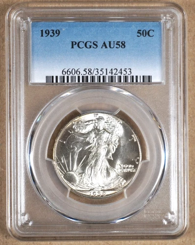 1939 WALKING LIBERTY HALF DOLLAR PCGS AU58 142453