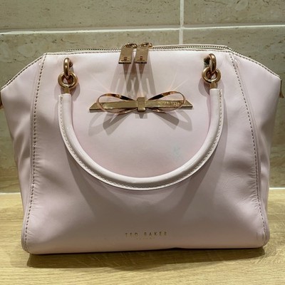 Ted Baker Leather Tote Bag Pink Bow Detail Good Condition UK