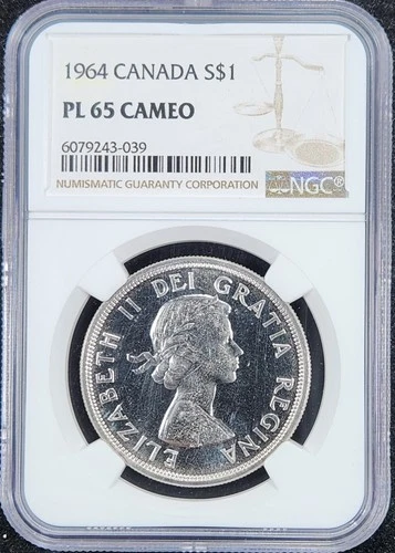 Prooflike Silver 1964 Canada $1 Dollar Charlottetown | NGC PL65 Cameo