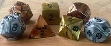 Beautiful Vintage Koplow Olympic Gold/Silver/Bronze RPG D&D Dice (Full Set)