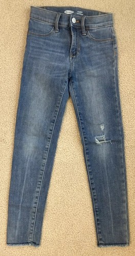 OLD NAVY Size 8 Girls Ballerina Distressed Raw Hem Denim Jeggings