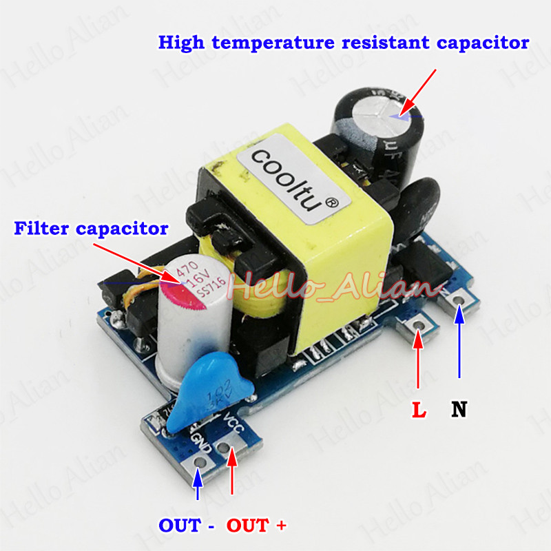 Alimentatore Mini 220V AC A 5V DC 1A | Trasformatore Impermeabile Potting Epoxy, 5W, Per Luci LED, Driver Compatto