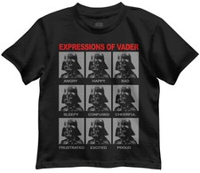 Star Wars Darth Vader Expressions Juvy Boys Black T-shirt New
