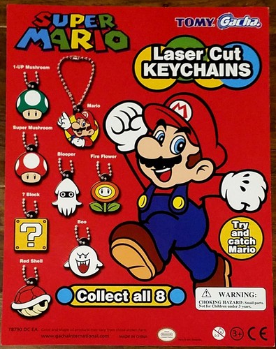 Super Mario Laser Cut Keychains Full Set 8 Tomy Gacha Vending Machine Capsules - Picture 3 of 4