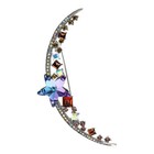 Women's Multi-Color Crystal Rhinestone Star Moon Brooch Pin