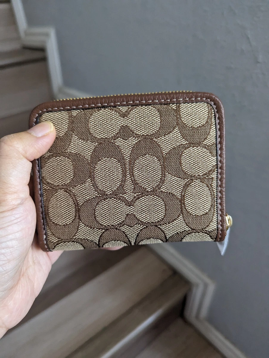 Accordion zip wallet in signature jacquard Clearance
