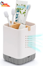 Boperzi Toothbrush and Toothpaste Holder with Bamboo Divider for Bathroom Counte